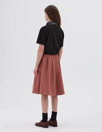 Jupe à taille boutonnée - Brown & Pink & Red
