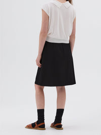 Jupe courte et droite en laine - Black