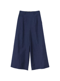 Jupe-culotte à devant plat en laine & lin - Blue