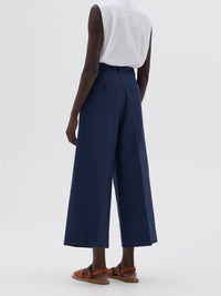 Jupe-culotte à devant plat en laine & lin - Blue
