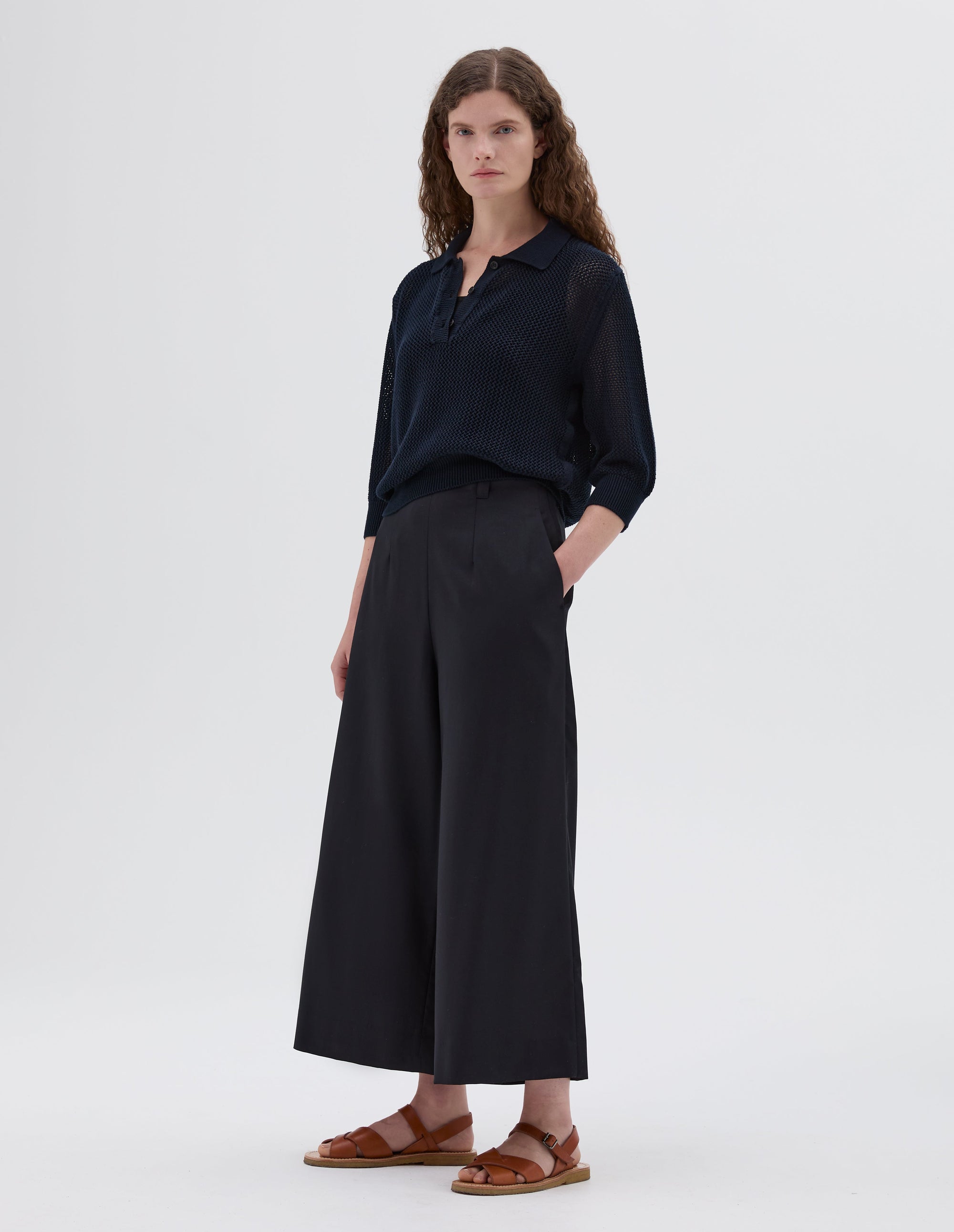 Jupe-culotte à devant plat - Navy