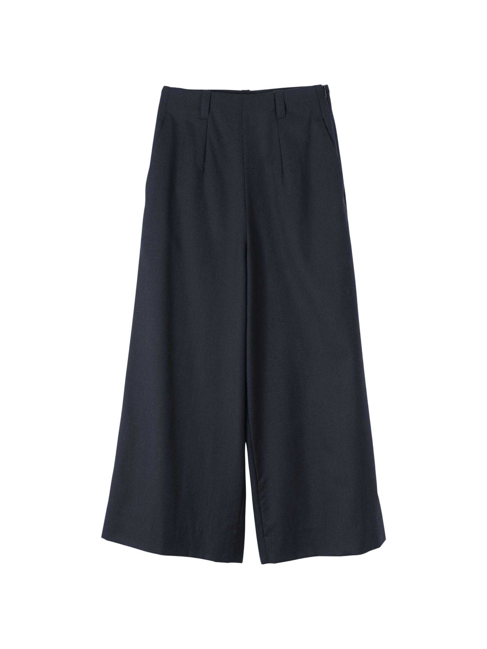 Jupe-culotte à devant plat en laine - Navy