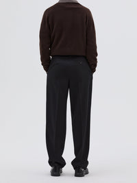 Pantalon à doubles plis en laine - Black