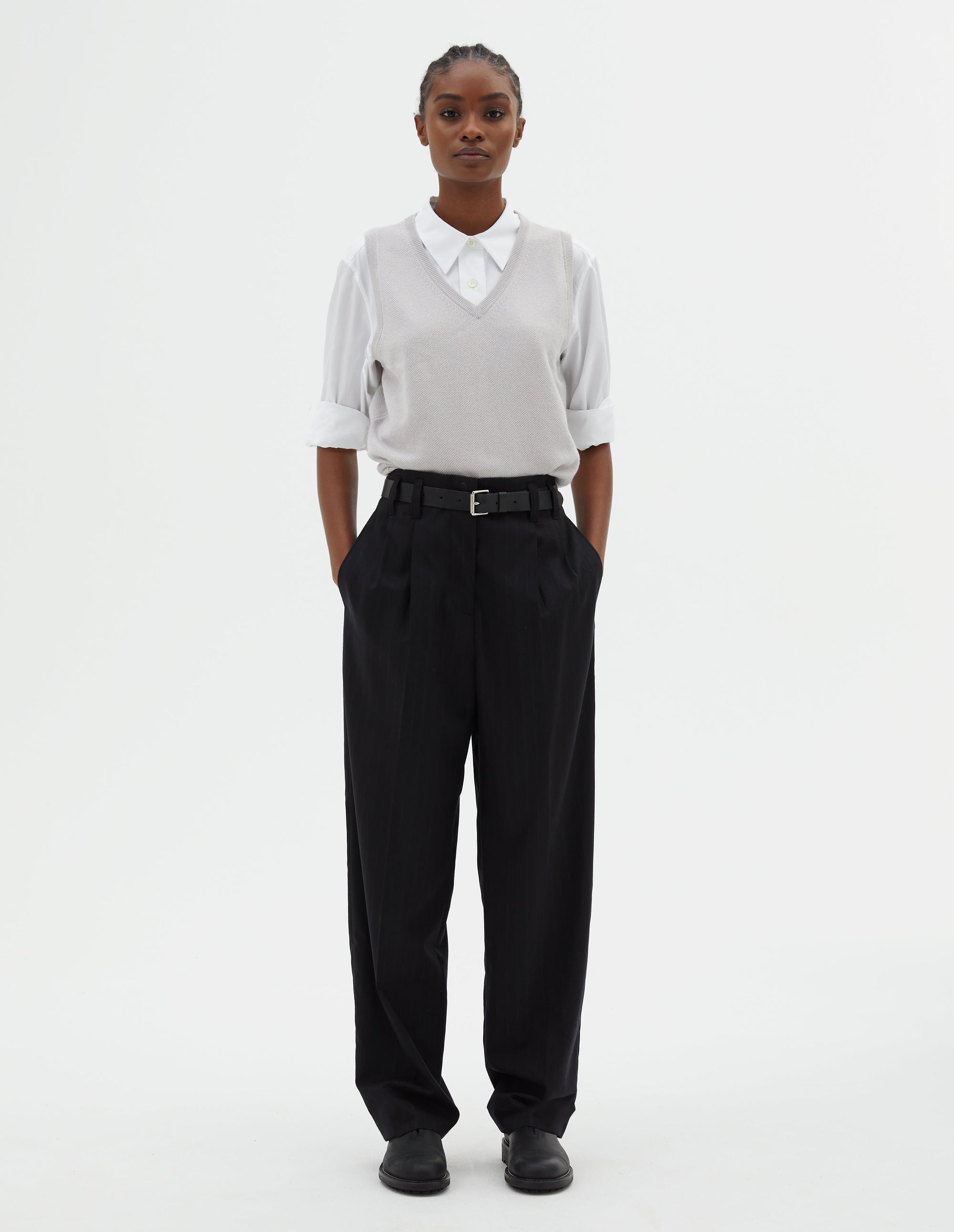 Pantalon à doubles plis - Navy & Chalk
