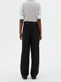 Pantalon à doubles plis en laine - Navy & Chalk