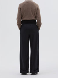 Pantalon Sailor à revers en laine - Navy