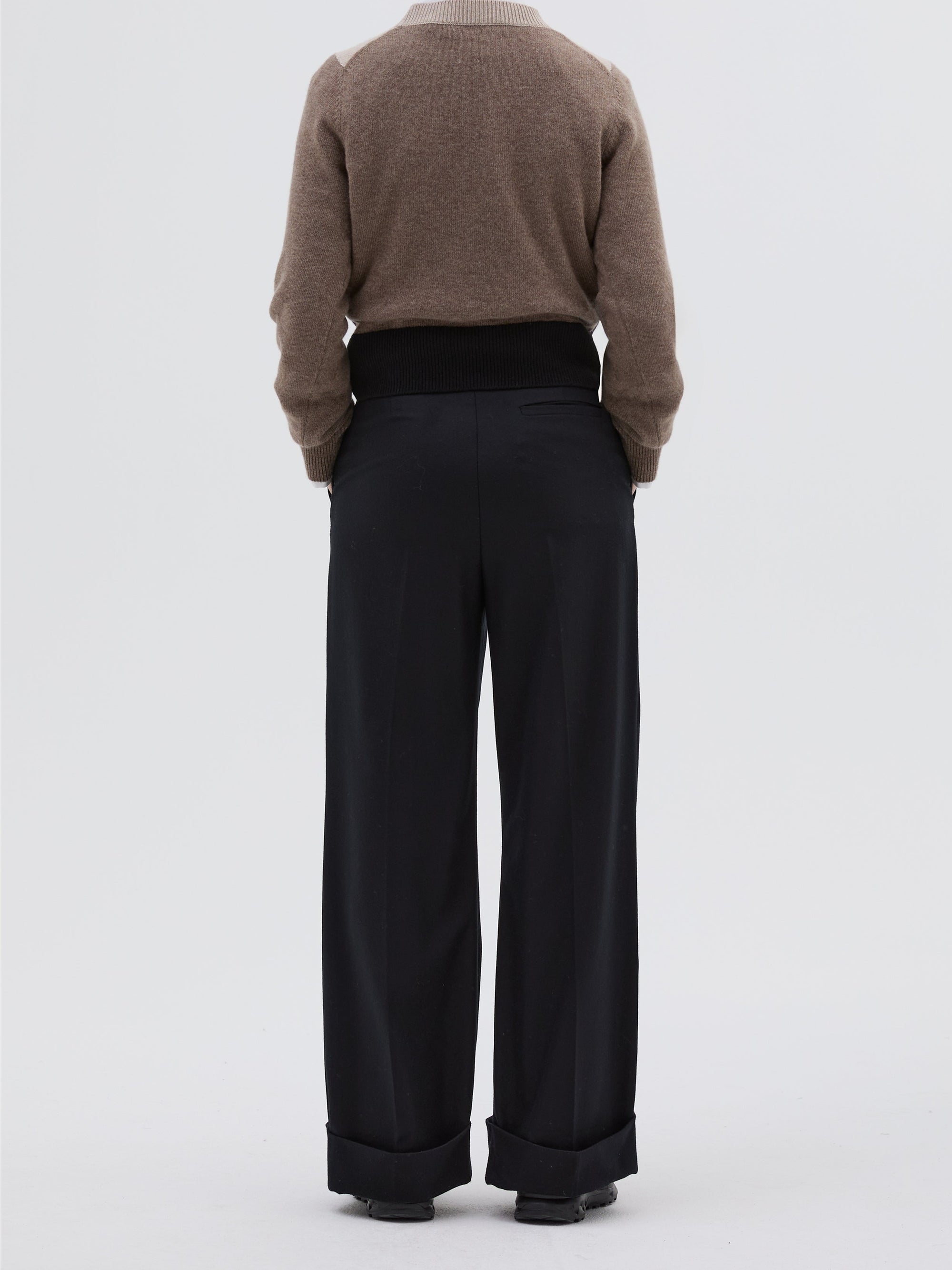 Pantalon Sailor à revers en laine - Navy