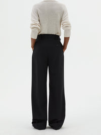 Pantalon Sailor à revers en laine - Black