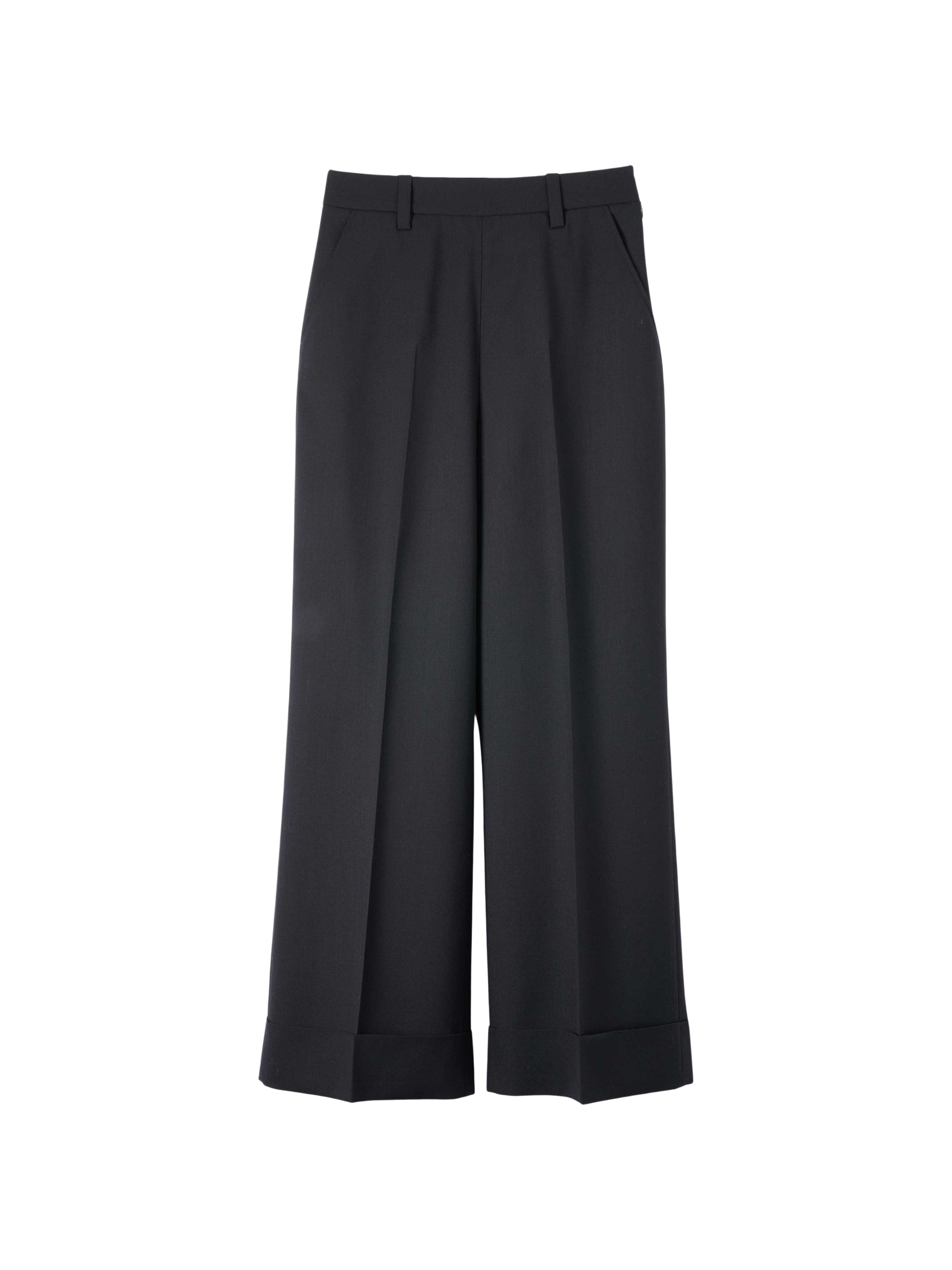 Pantalon Sailor à revers en laine - Black