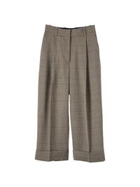 Pantalon droit à plis en laine - Black & Khaki