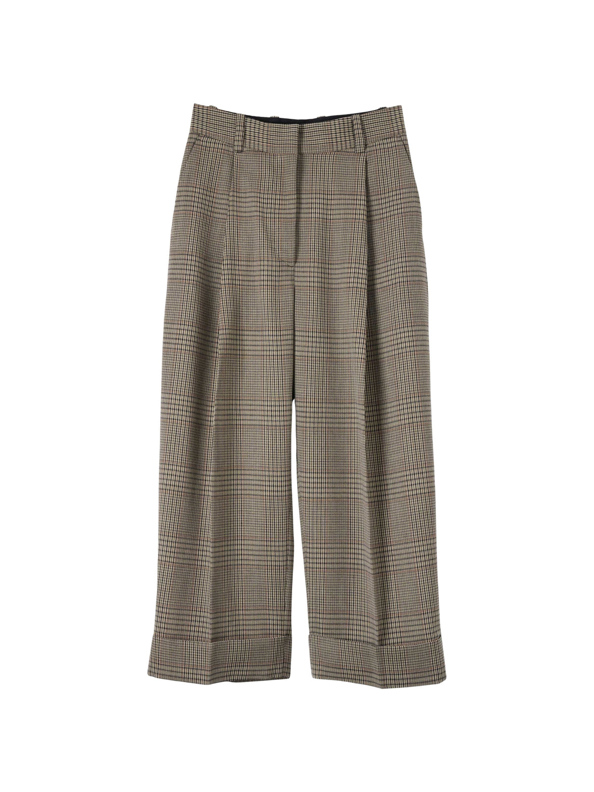 Pantalon droit à plis en laine - Black & Khaki