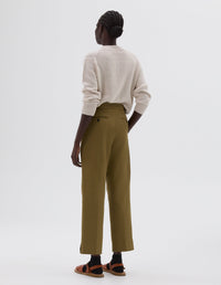 Pantalon court taille mi-haute - Beige & Brown & Green