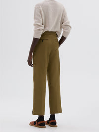 Pantalon court taille mi-haute - Beige & Green