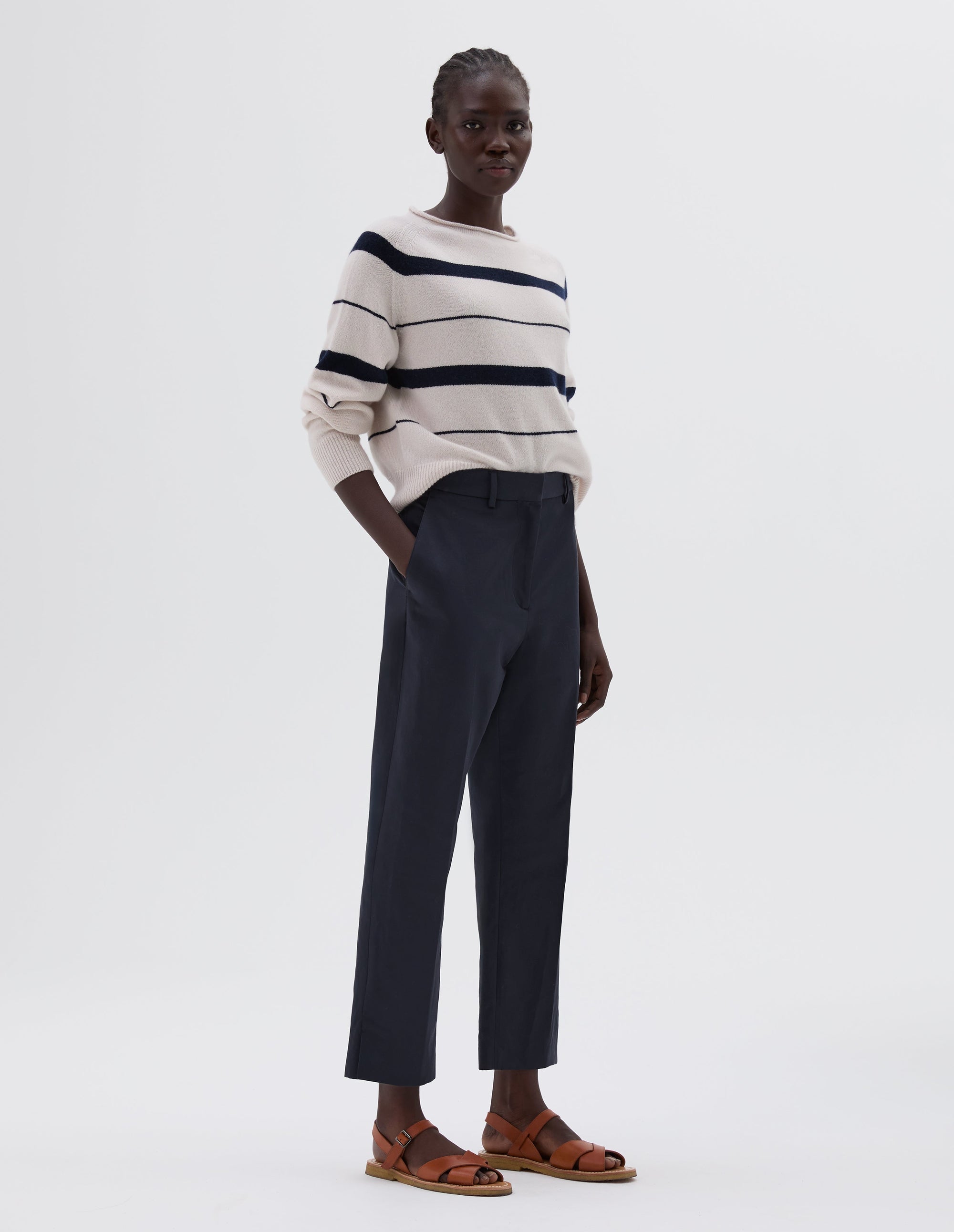 Pantalon court taille mi-haute - Navy & Black