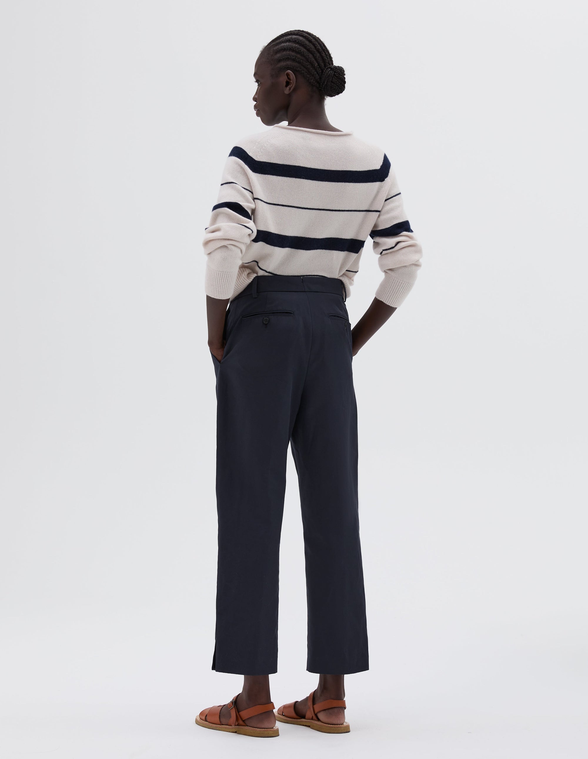 Pantalon court taille mi-haute - Navy & Black