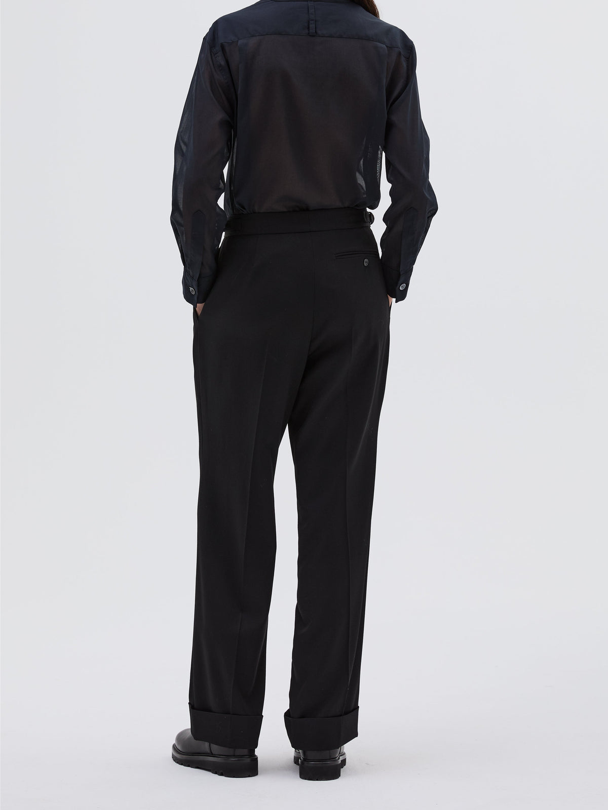 Pantalon à jambes larges en laine - Black