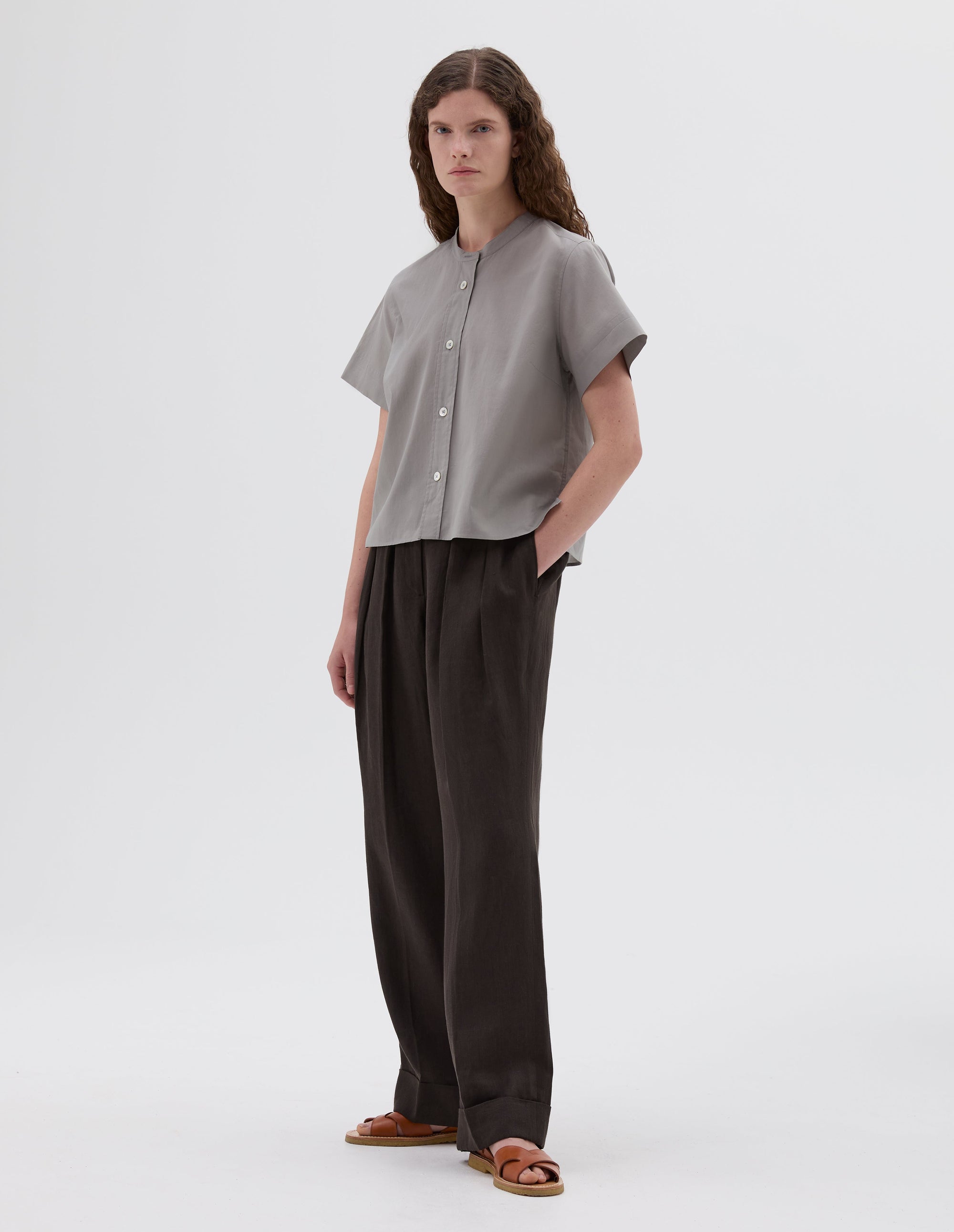 Pantalon à jambes larges - Brown