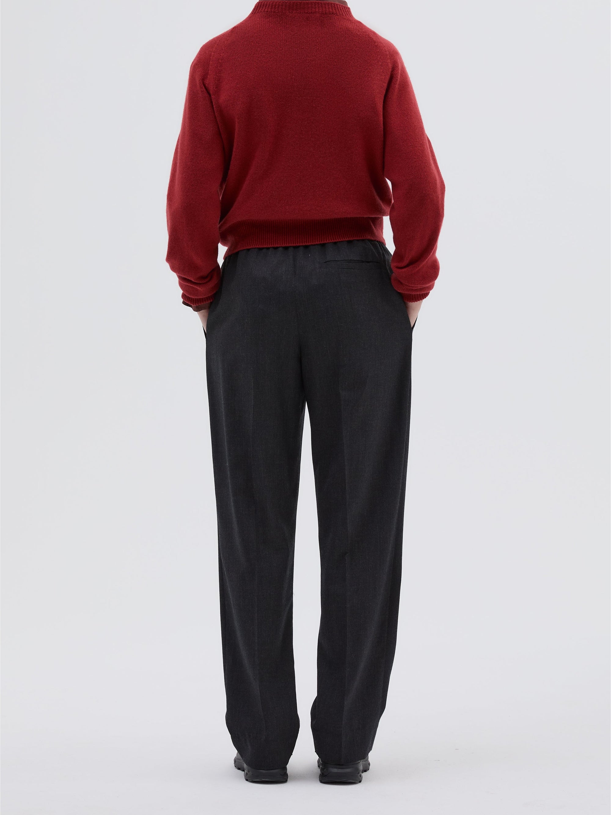 Pantalon à pinces coupe décontractée en laine - Charcoal