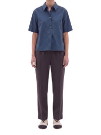 Pantalon à pinces coupe décontractée en laine - Brown