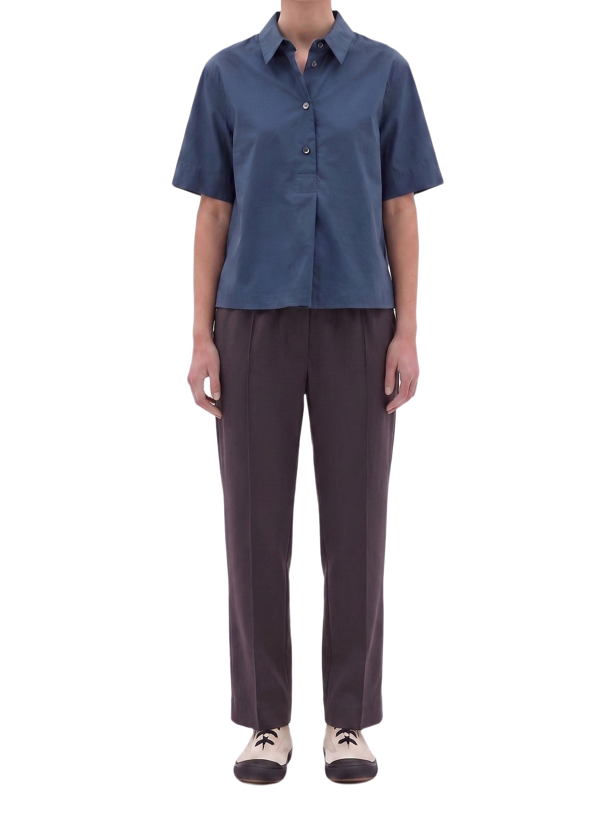 Pantalon à pinces coupe décontractée en laine - Brown