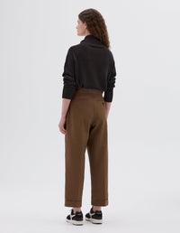 Pantalon court à pli unique - Beige & Brown