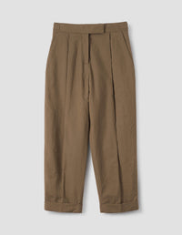 Pantalon court à pli unique - Beige & Brown