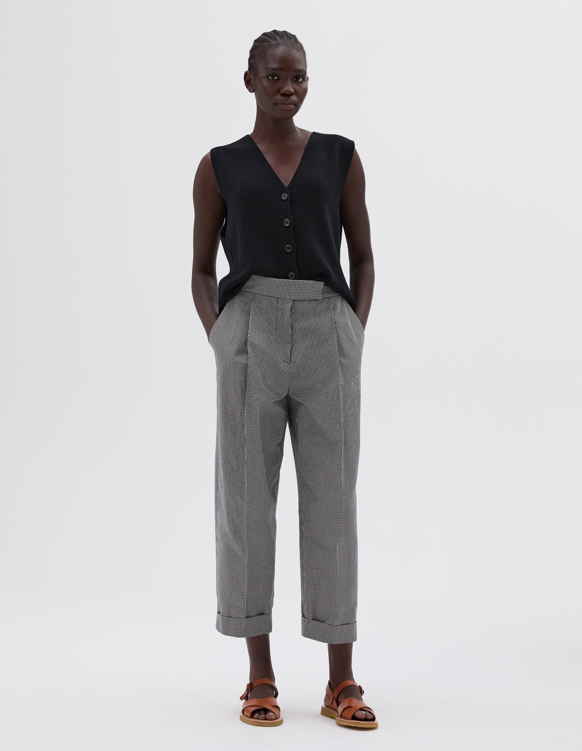 Pantalon court à pli unique - Black
