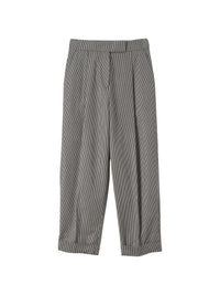 Pantalon court à pli en lin mélangé - Black