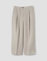 Pantalon court à plis sur le devant - Beige