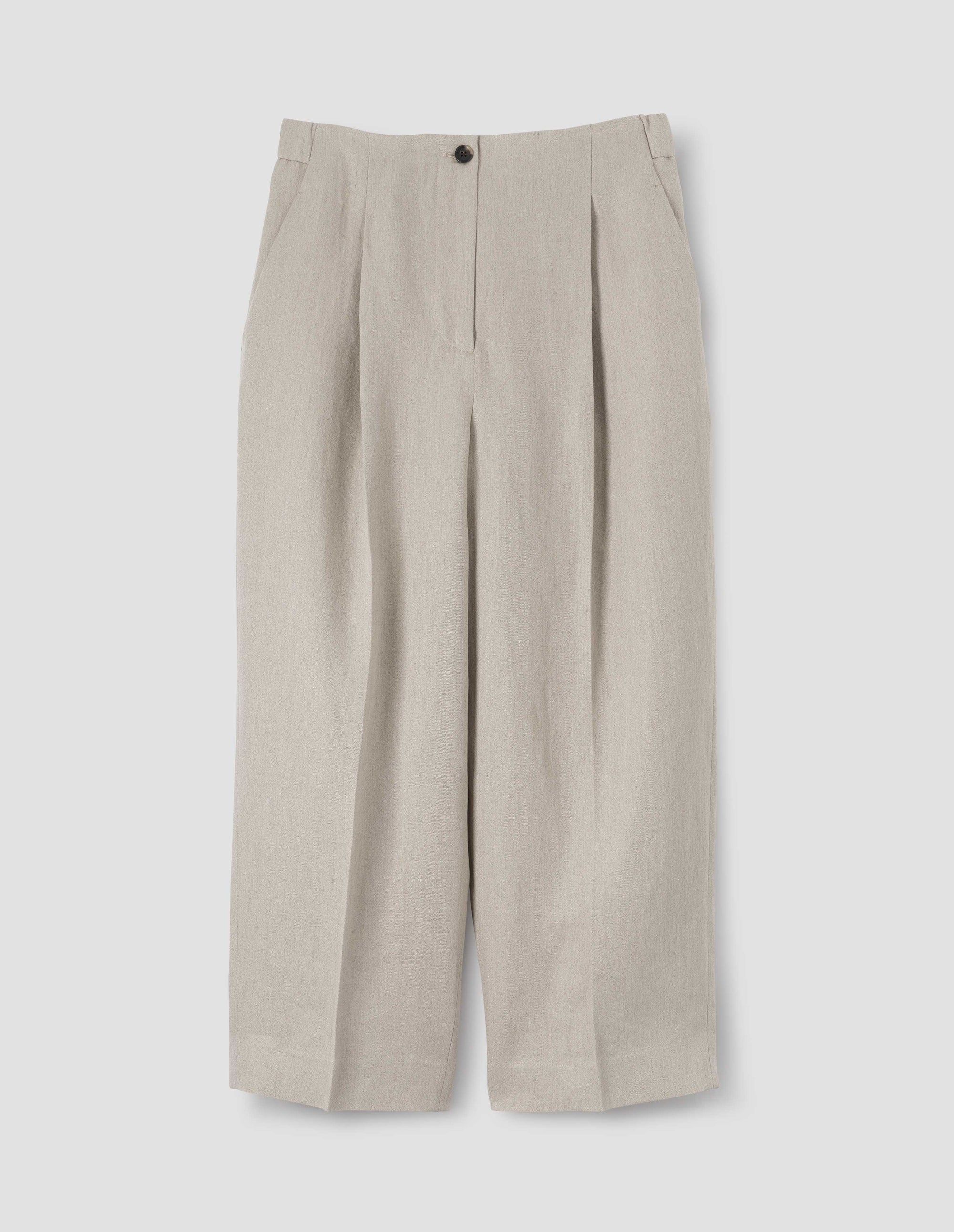 Pantalon court à plis sur le devant - Beige