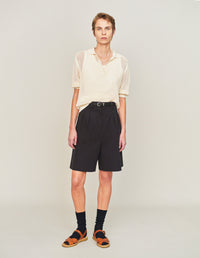 Short à doubles plis - Black