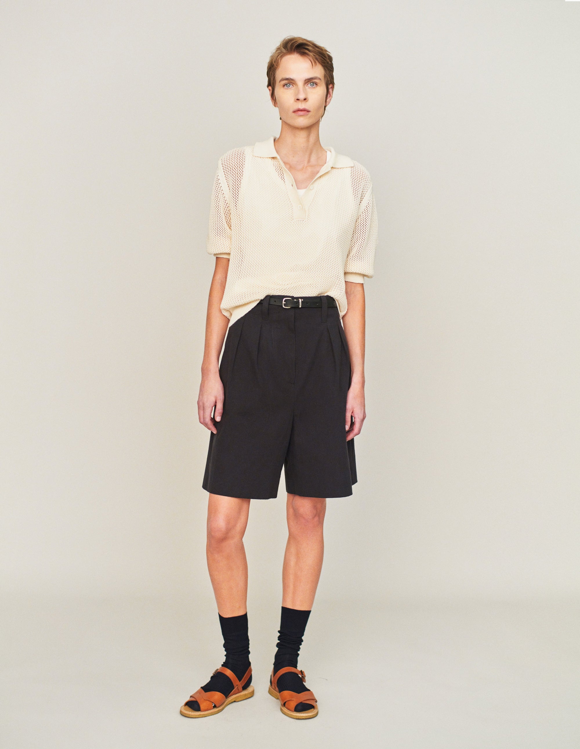 Short à doubles plis - Black