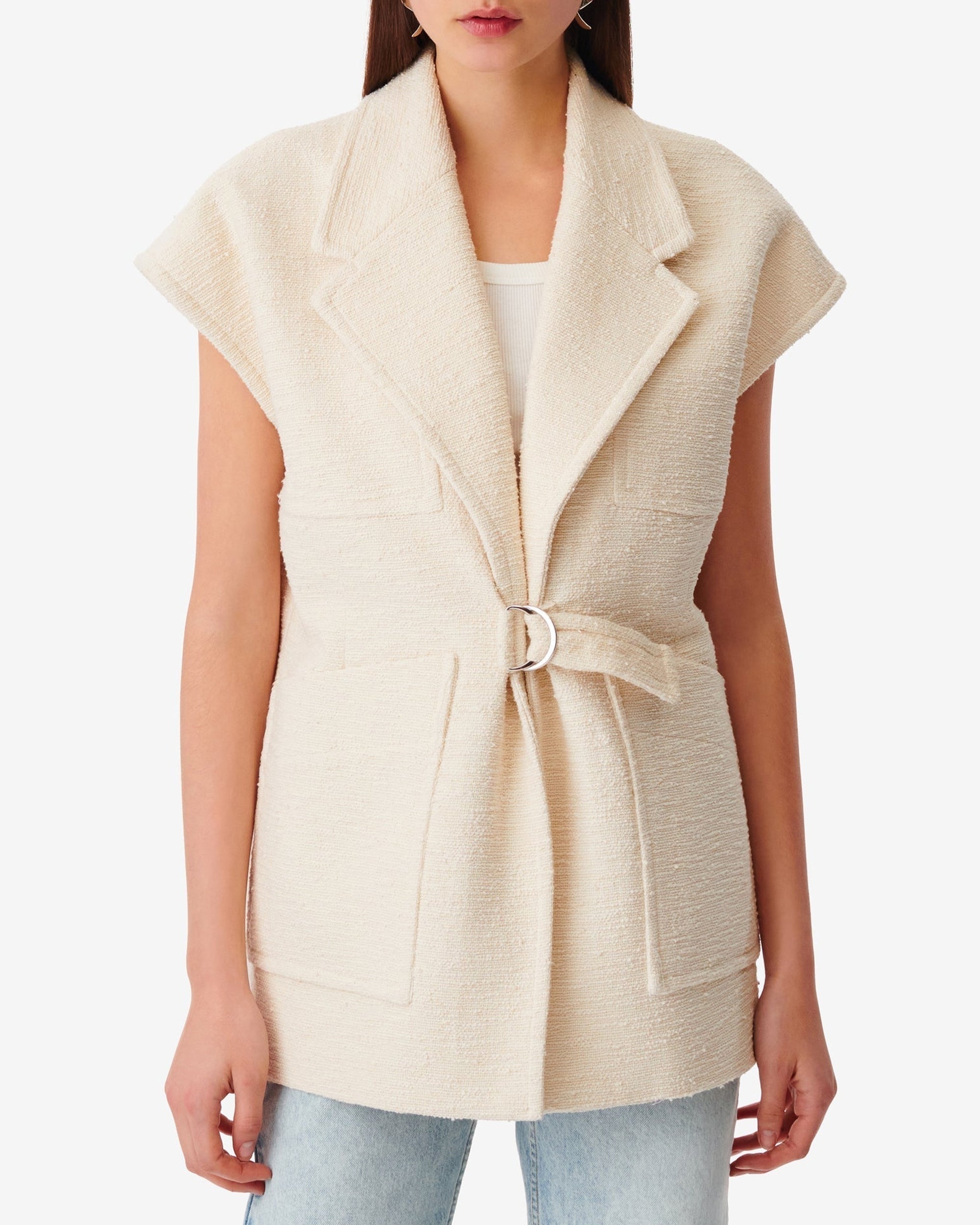 Rena sleeveless jacket - Ecru