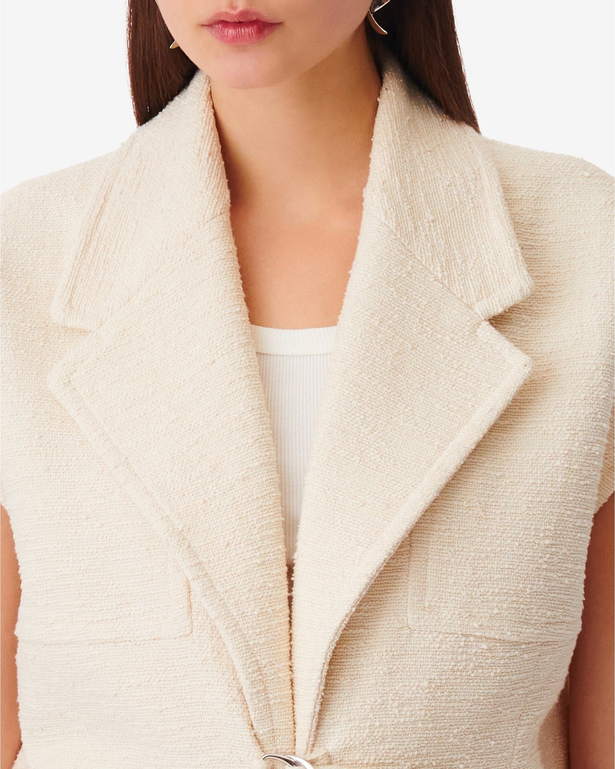 Rena sleeveless jacket - Ecru