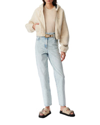 Qaram shearling leather jacket - Dusty Beige