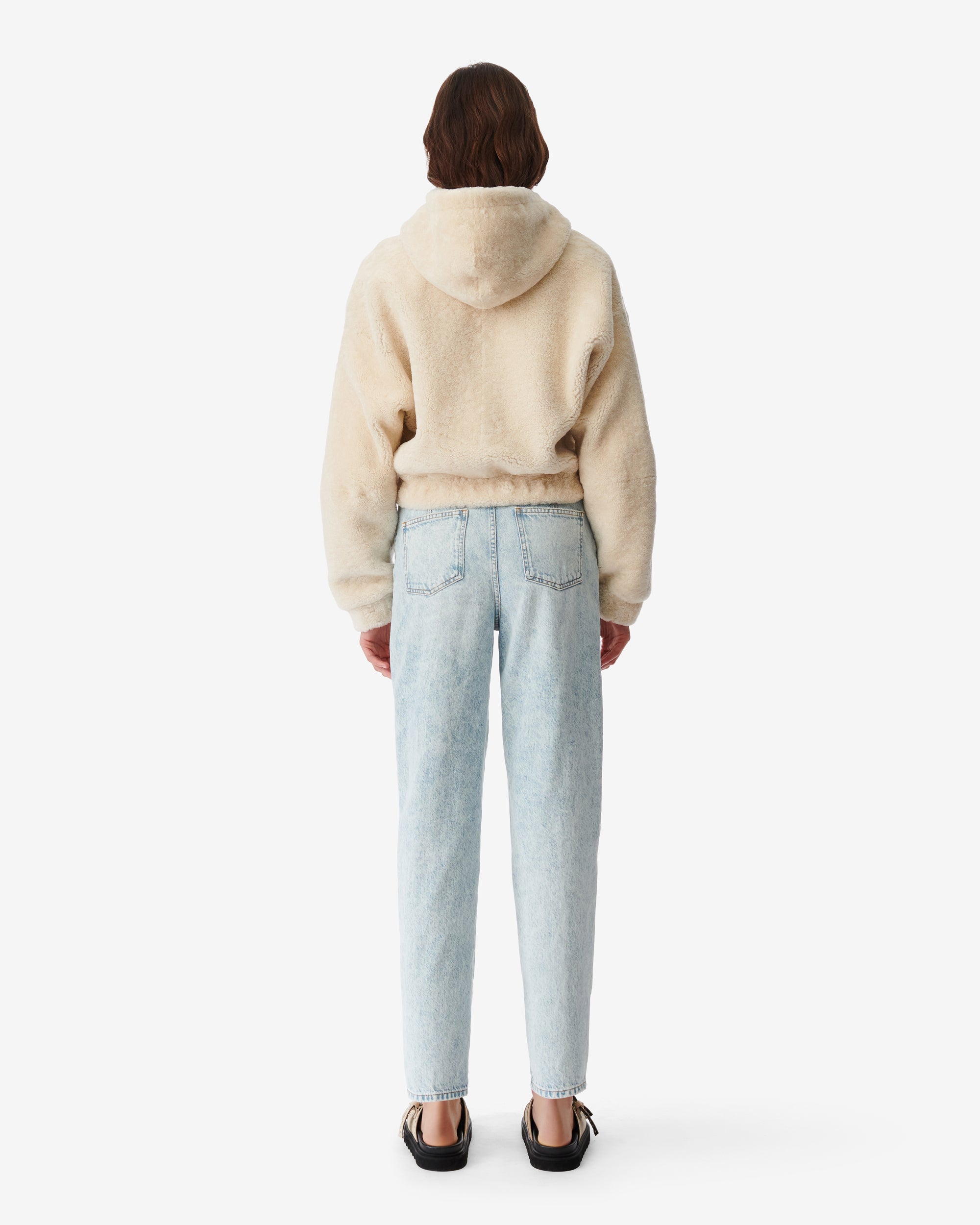 Qaram shearling leather jacket - Dusty Beige