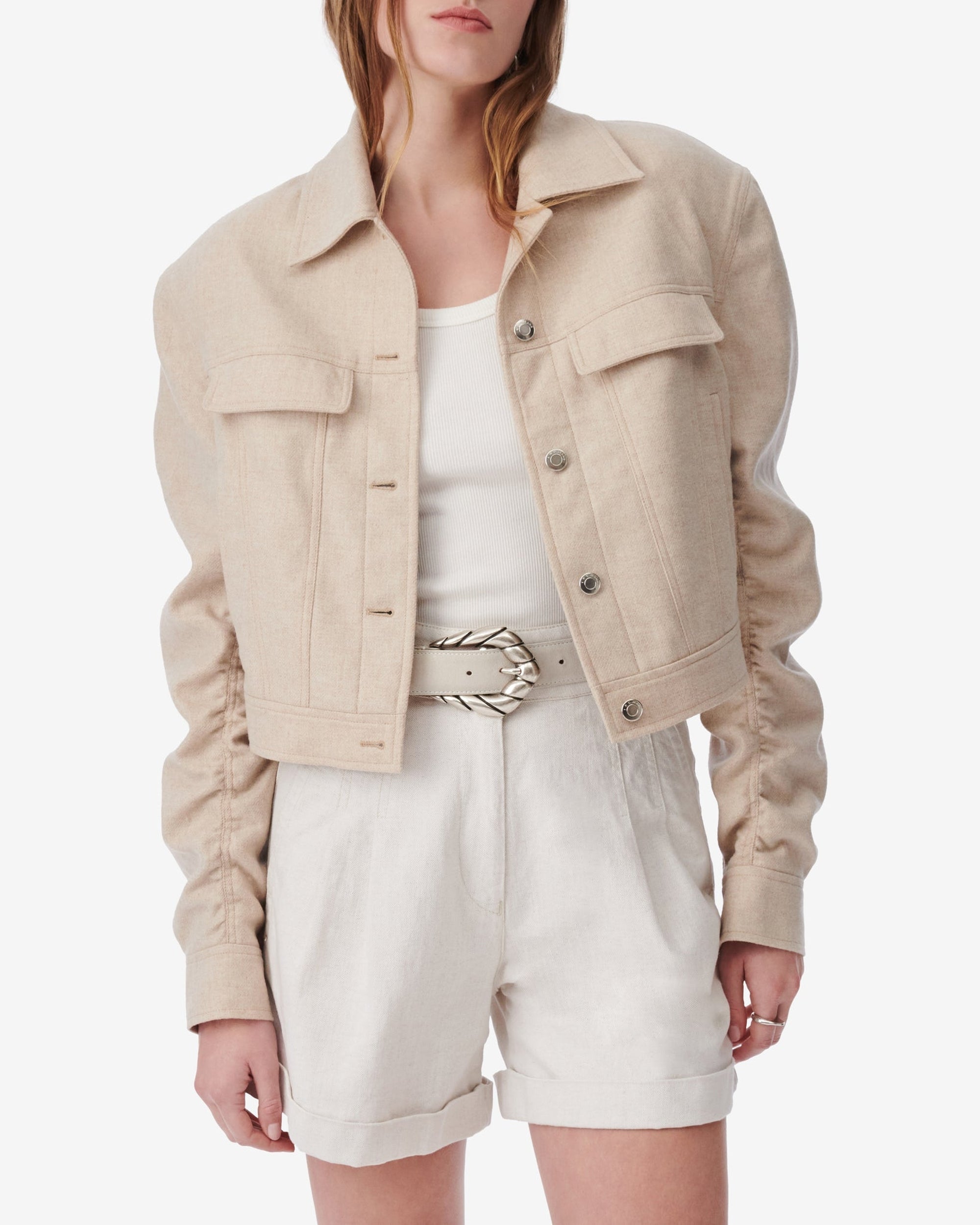 Acelie short jacket in wool - Beige