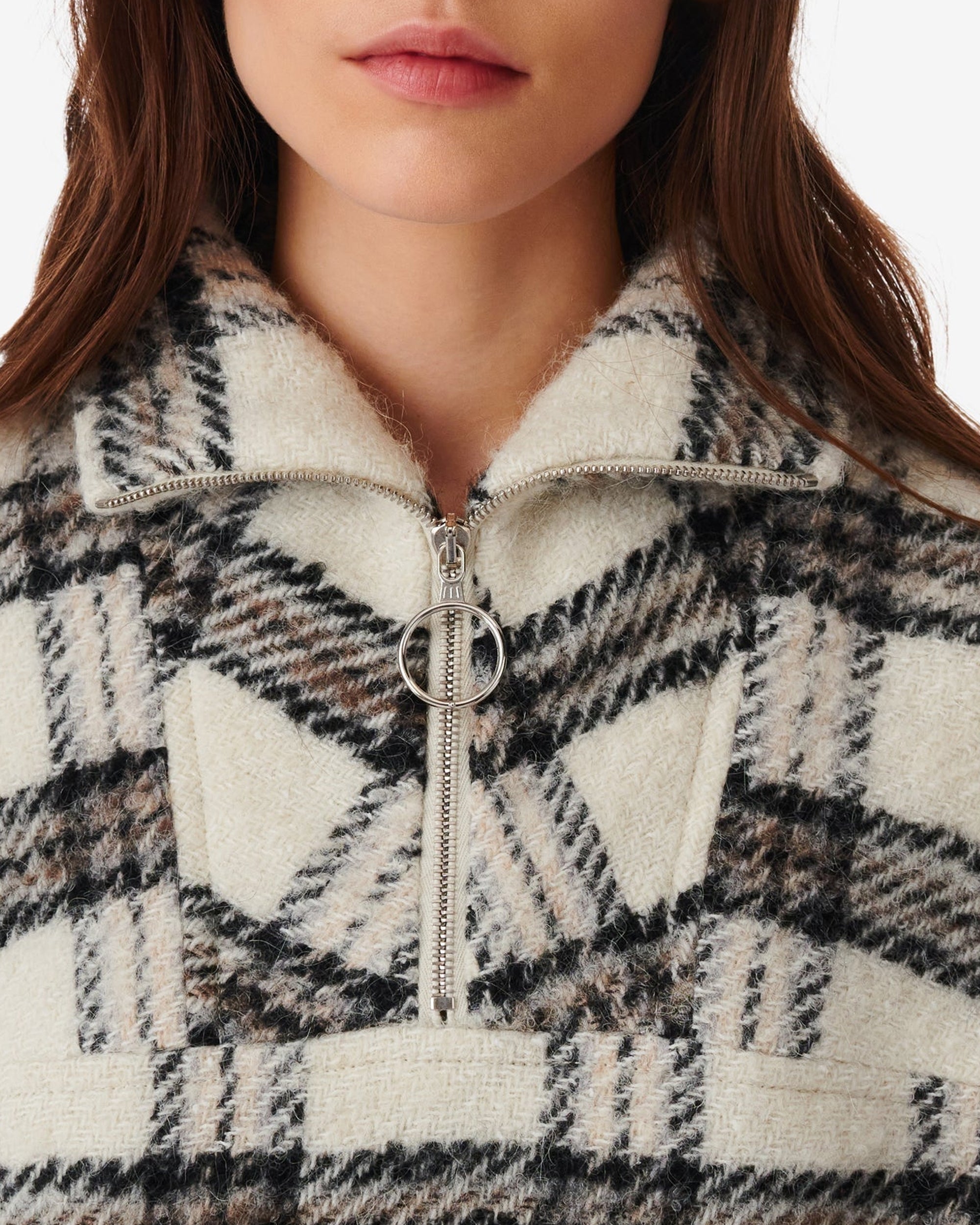Bika jacket in wool - Ecru & Black & Grey