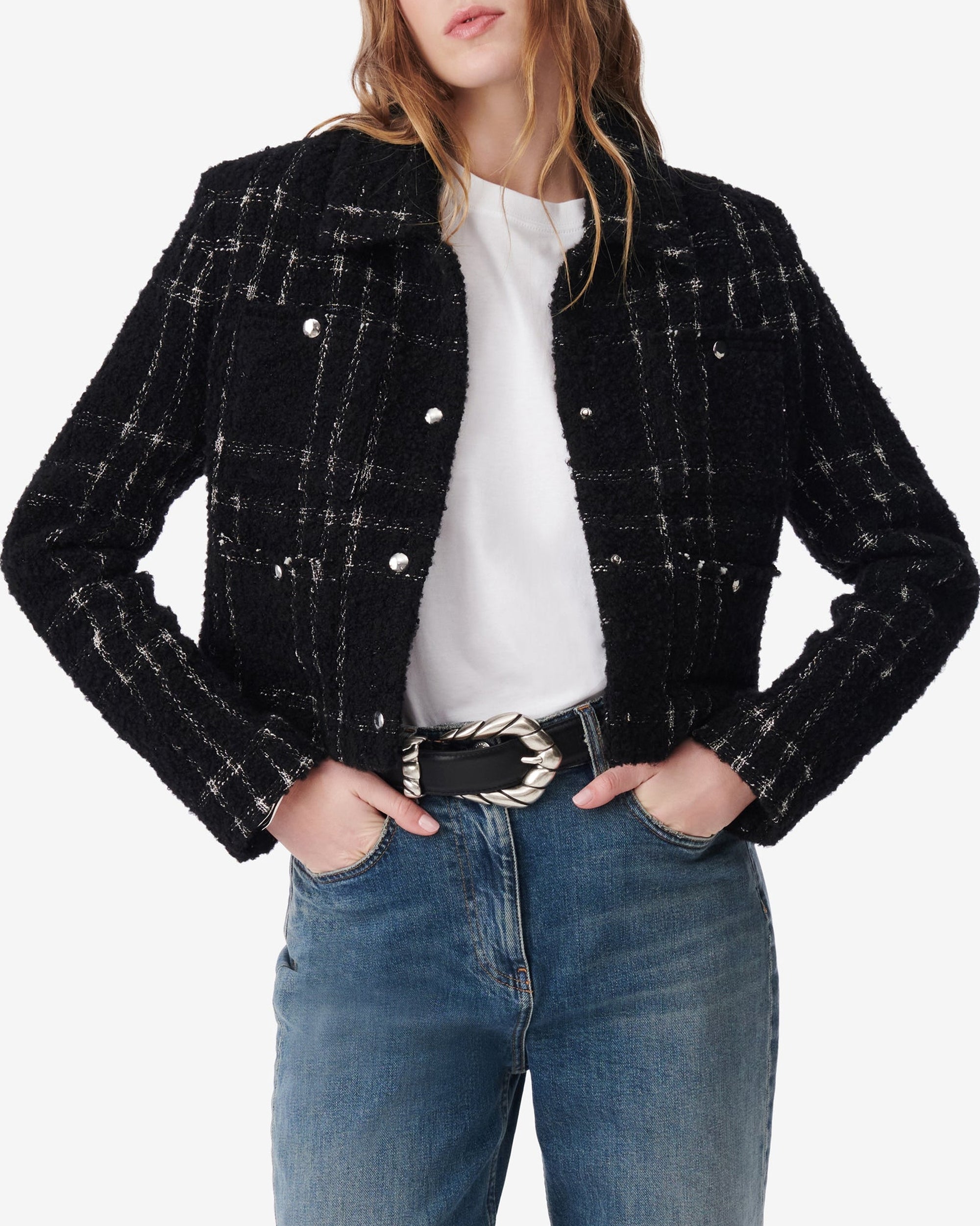Camron wool blend jacket - Black & White