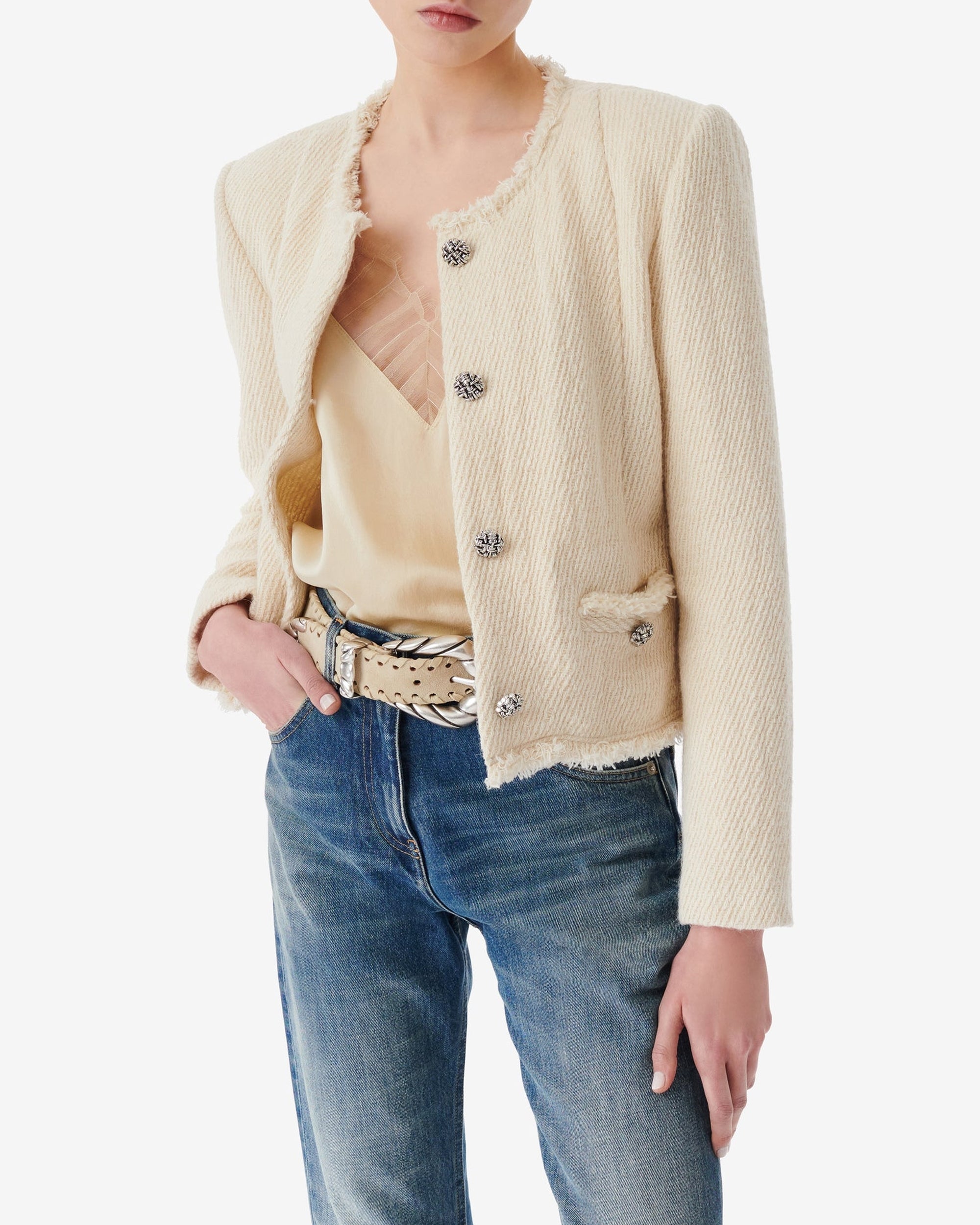 Deana jacket in alpaca - Ecru