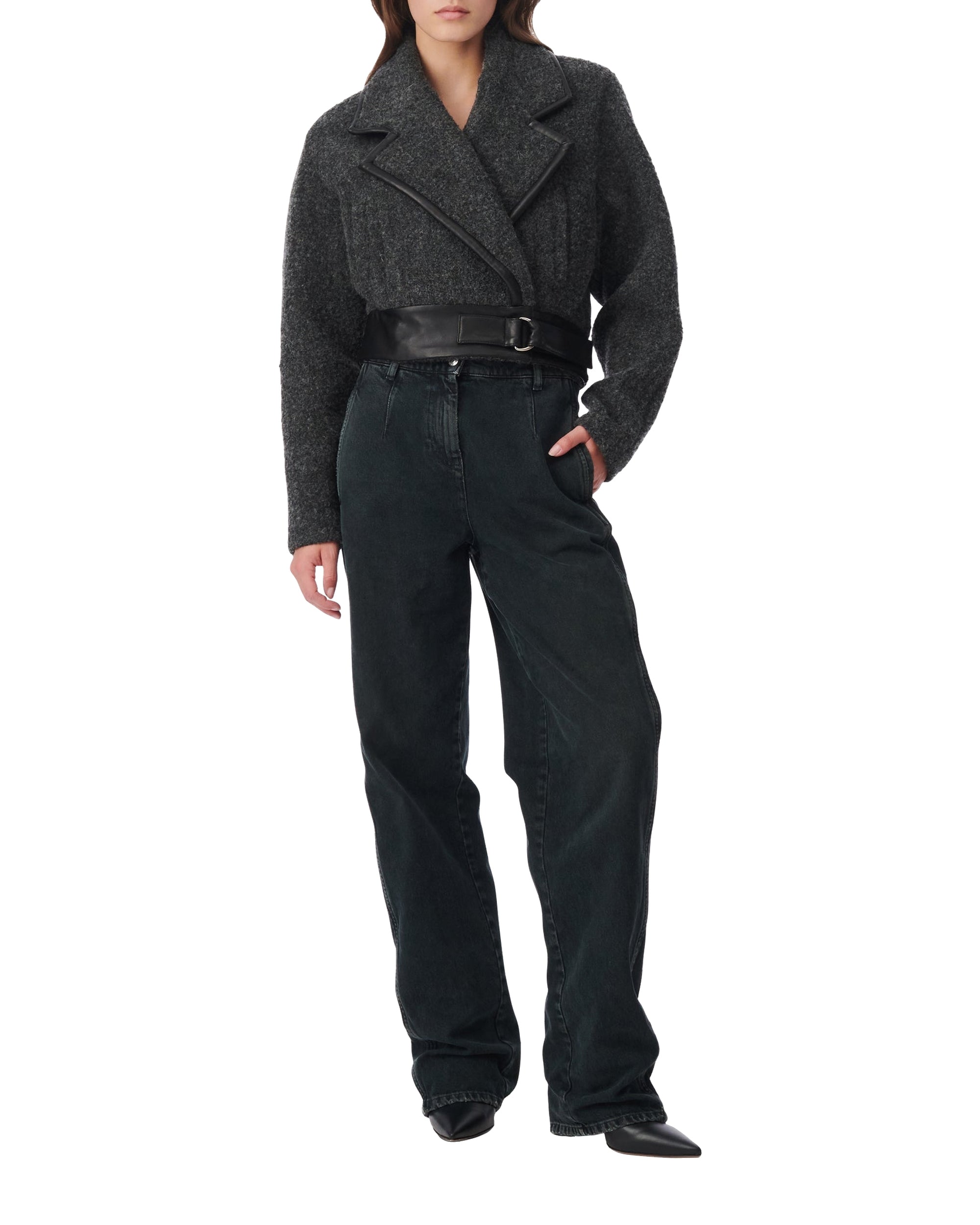 Gumi short wool jacket - Anthracite