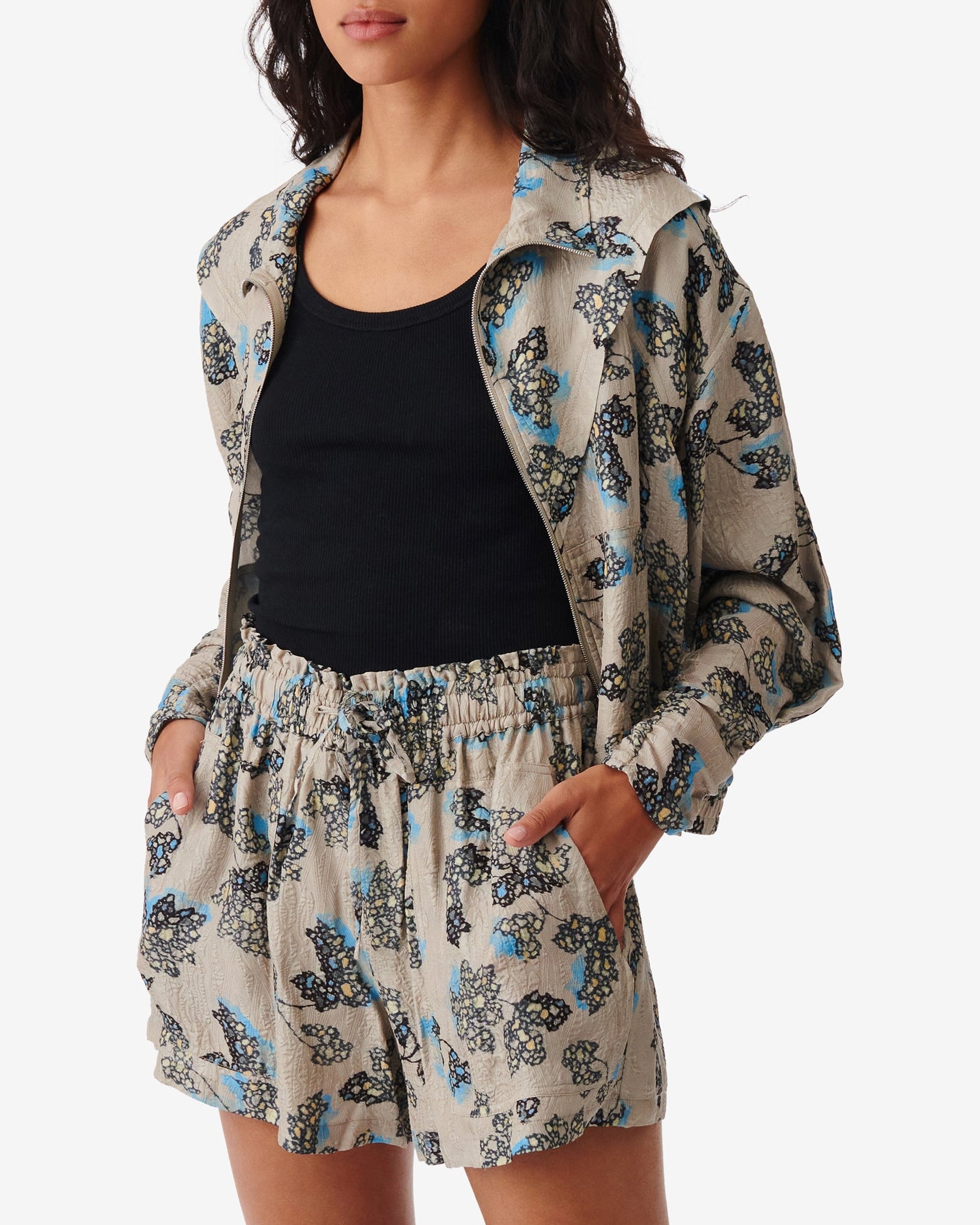 Somia jacket in silk blend - Beige Multico