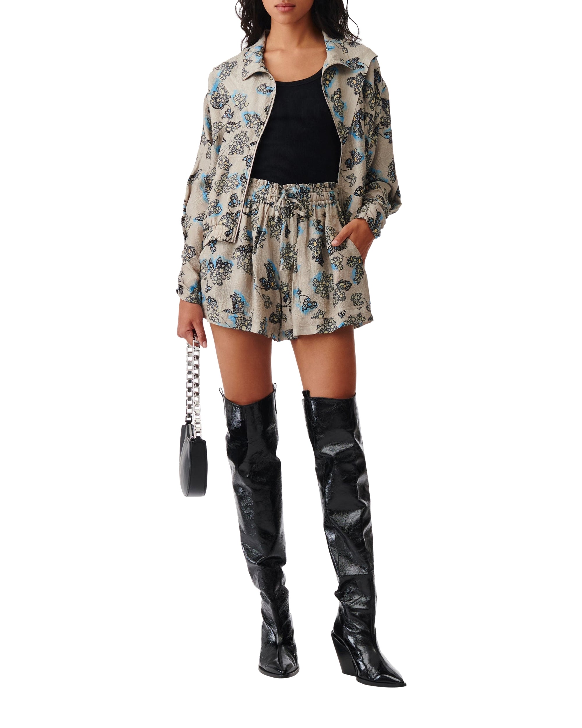 Somia jacket in silk blend - Beige Multico