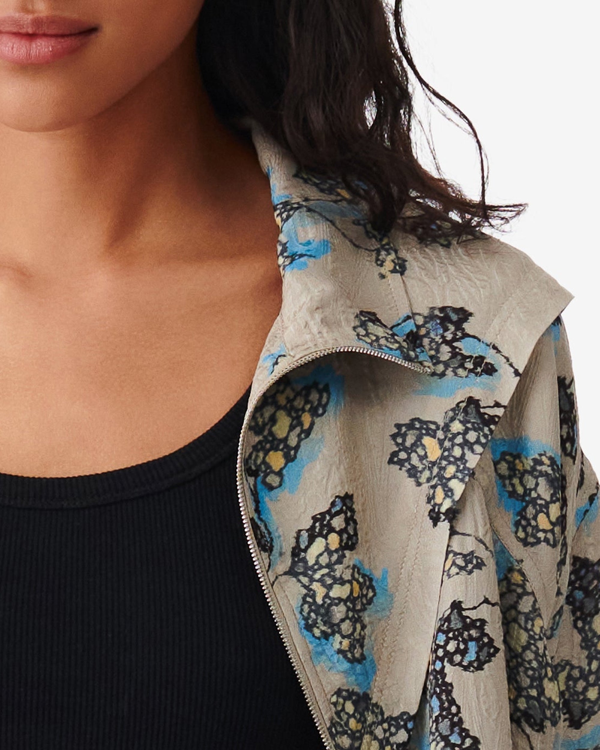 Somia jacket in silk blend - Beige Multico