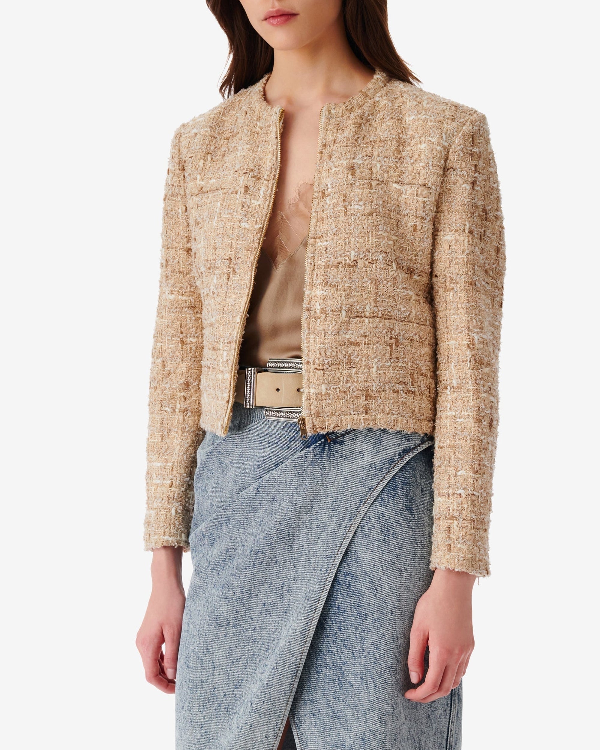 Togo tweed jacket - Mixed Beige