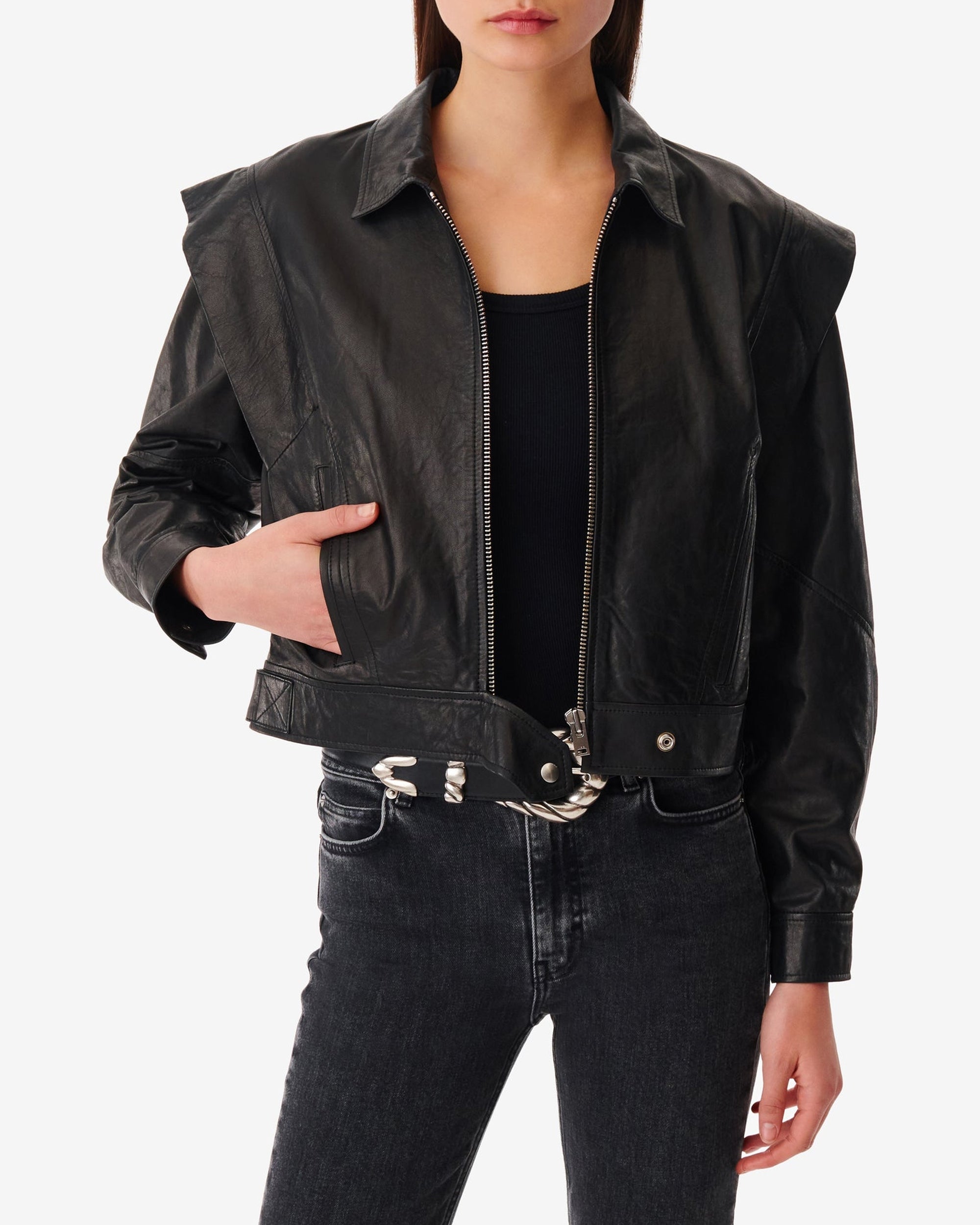 Fabia leather biker jacket - Black