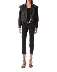 Fabia leather biker jacket - Black