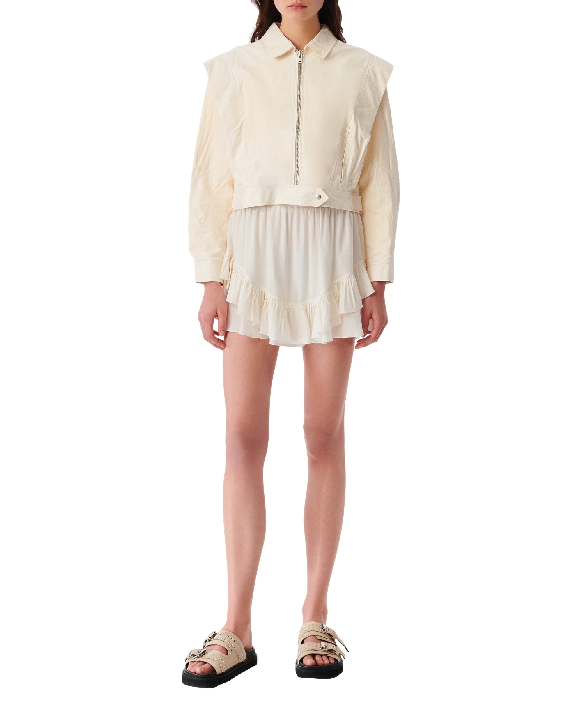 Fabia leather jacket - Natural White