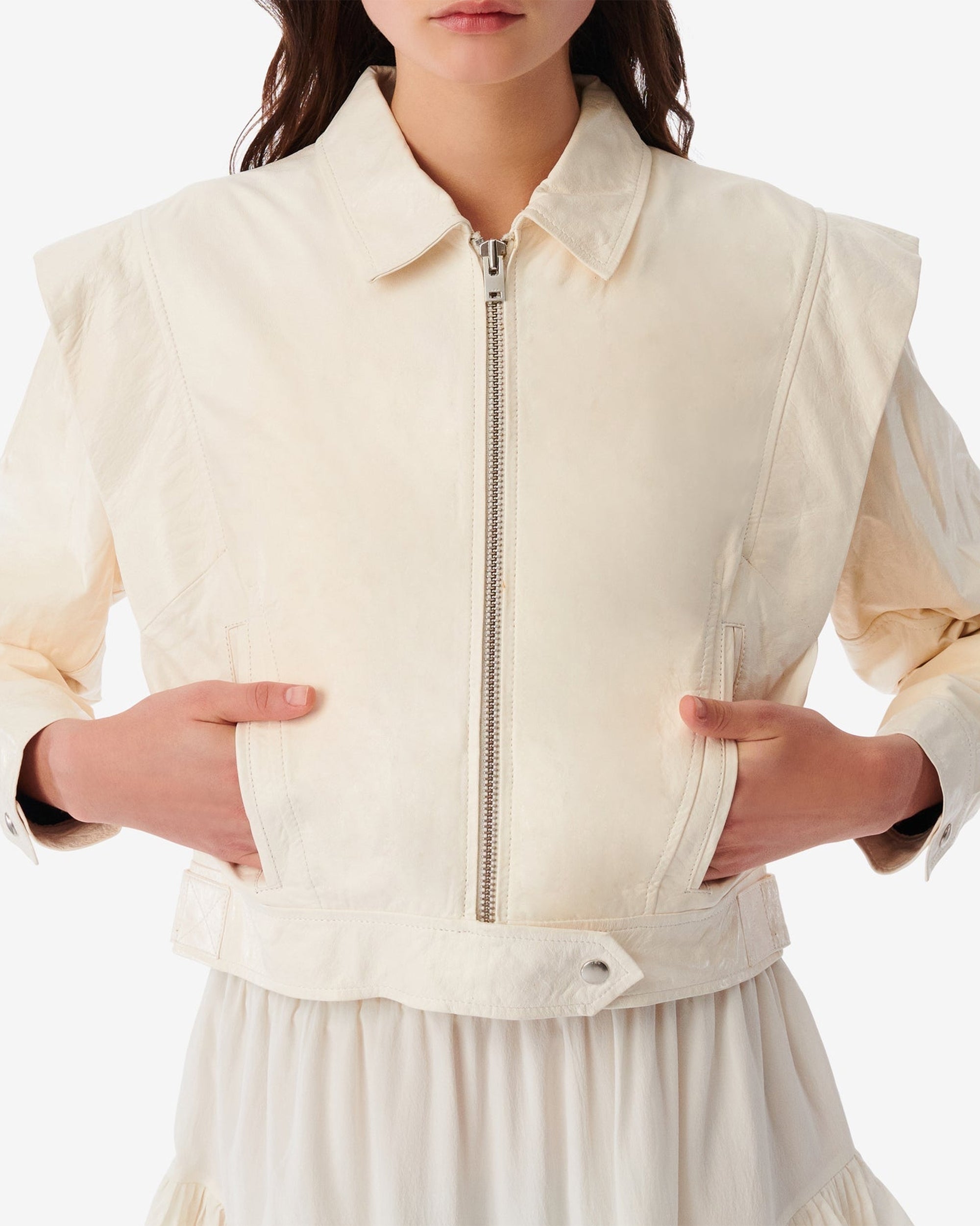 Fabia leather jacket - Natural White