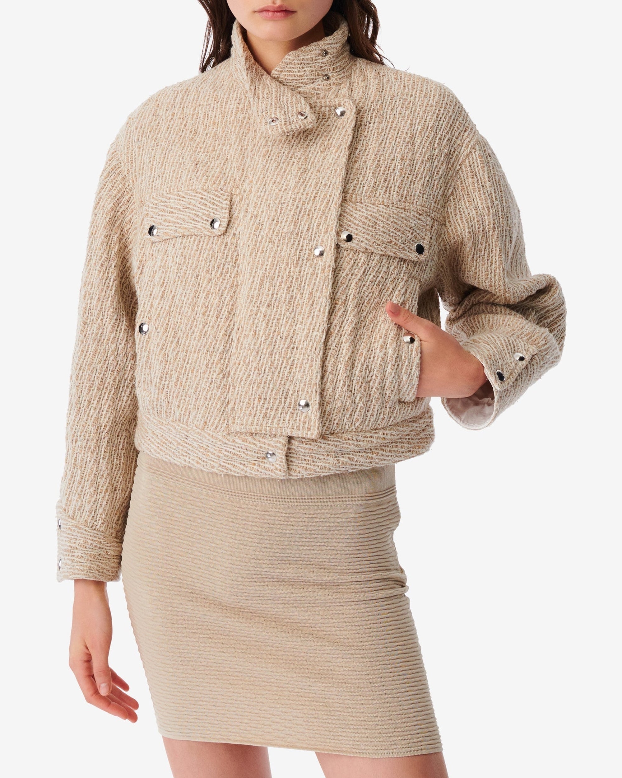 Farrah biker jacket - Mixed Beige
